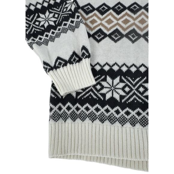 Hollister Women’s S Small Oversized Crewneck Sweater Fair Isle Cream Black Tan - Picture 12 of 14